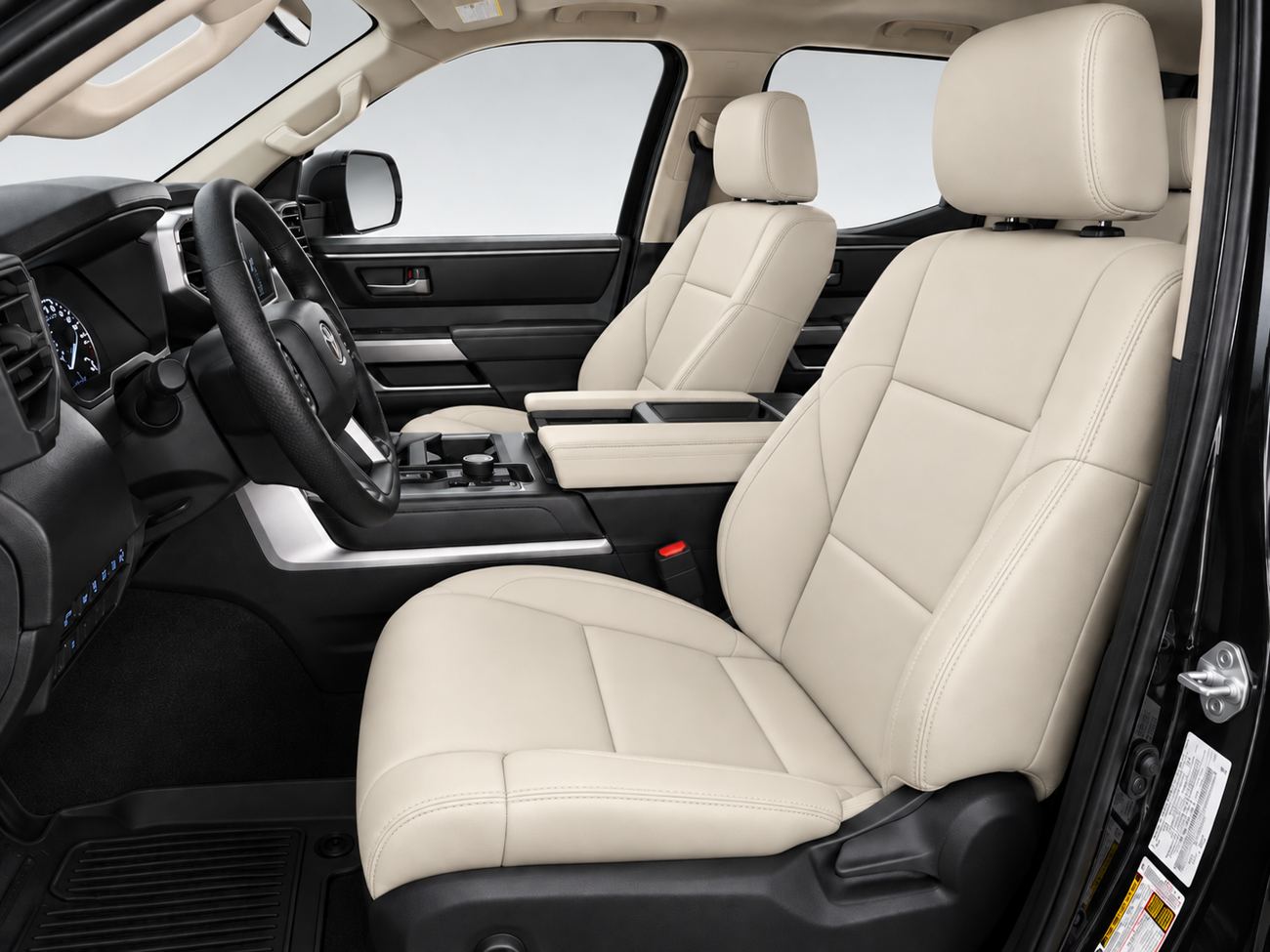 Pearl leather upholstery in a Toyota Tundra CrewMax interior